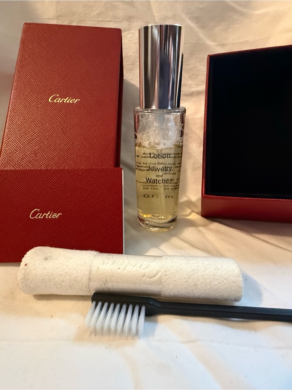Cartier Red Jewelry Care Set with Silver-Top Cleaner